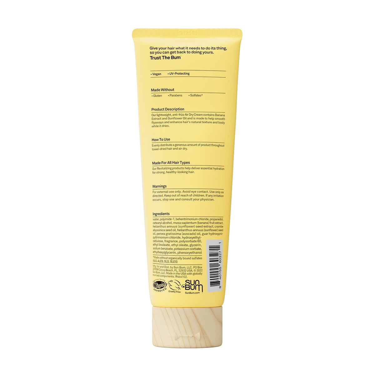 Sun Bum tube next to ruler showing 6 fl oz scale for travel-friendly styling