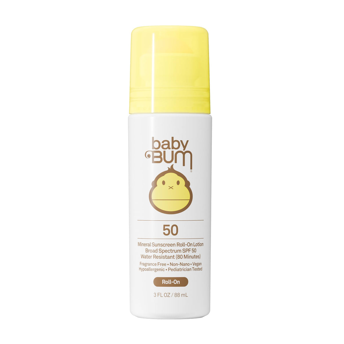 Sun Bum Baby Bum front packaging showing travel-size SPF 50