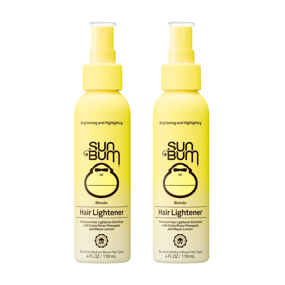 Sun Bum front packaging of blonde hair lightener showing two-pack and beach-ready design benefit