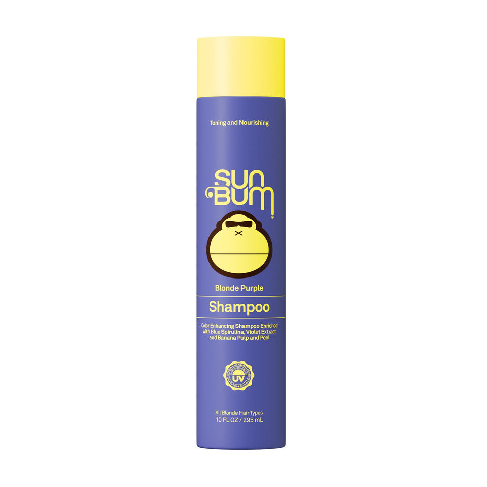 Sun Bum front bottle view showing label and 10 oz size, brightens blonde