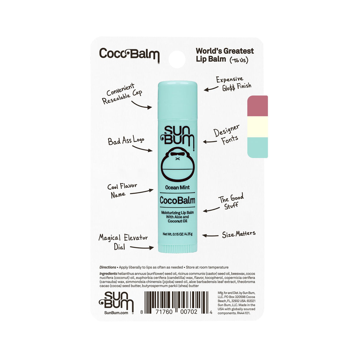 Sun Bum Cocobalm in a beach purse lifestyle shot illustrating portable hydration