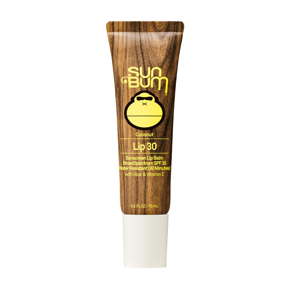 Sun Bum coconut lip balm front view showing portable SPF 30 protection