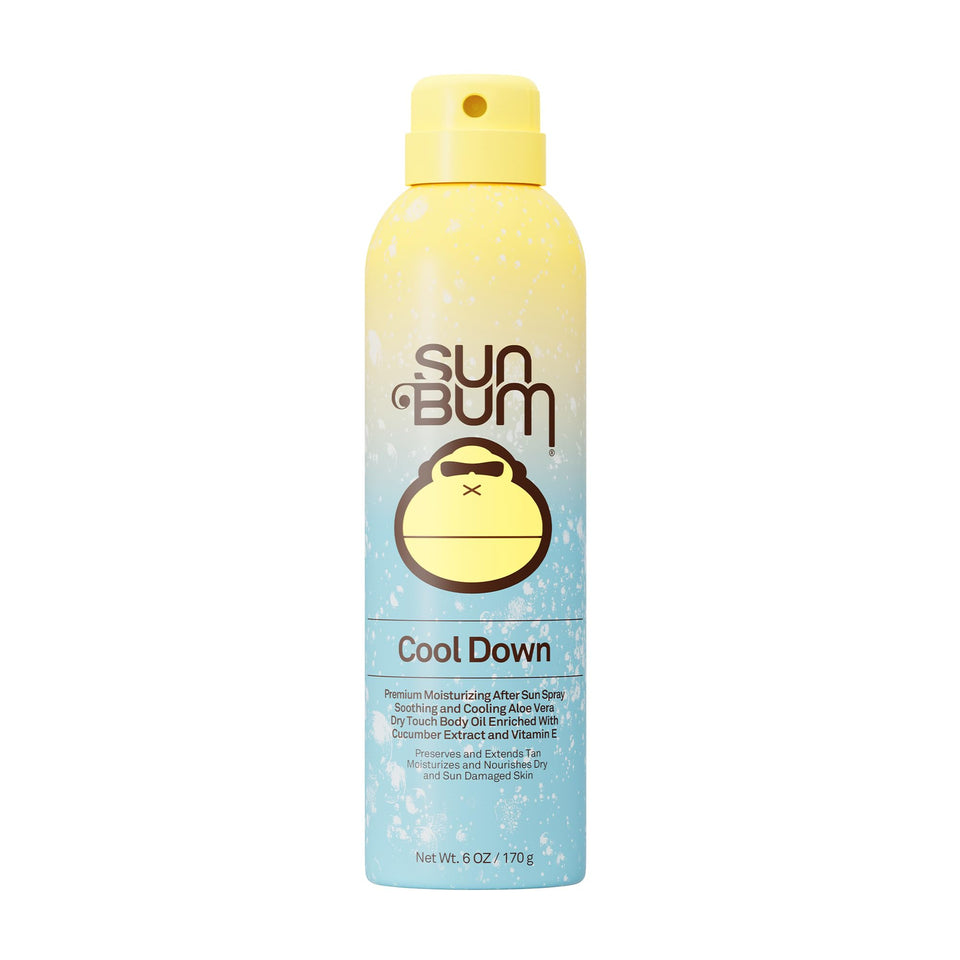 Sun Bum front packaging of Cool Down spray showing label and bottle for quick identification and portability