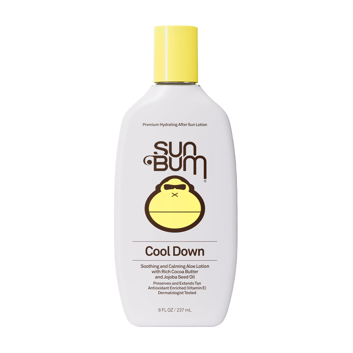 Sun Bum Cool Down aloe vera lotion front view showing label and size benefit soothing