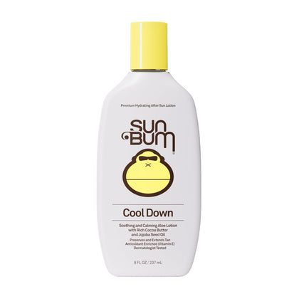 Sun Bum Cool Down aloe vera lotion front view showing label and size benefit soothing
