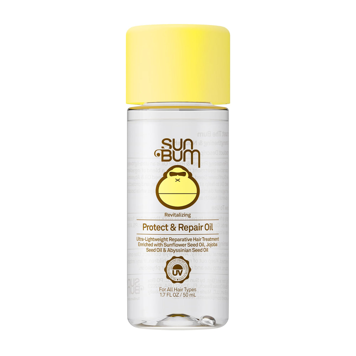 Sun Bum front bottle showing label and product benefits for daily protection
