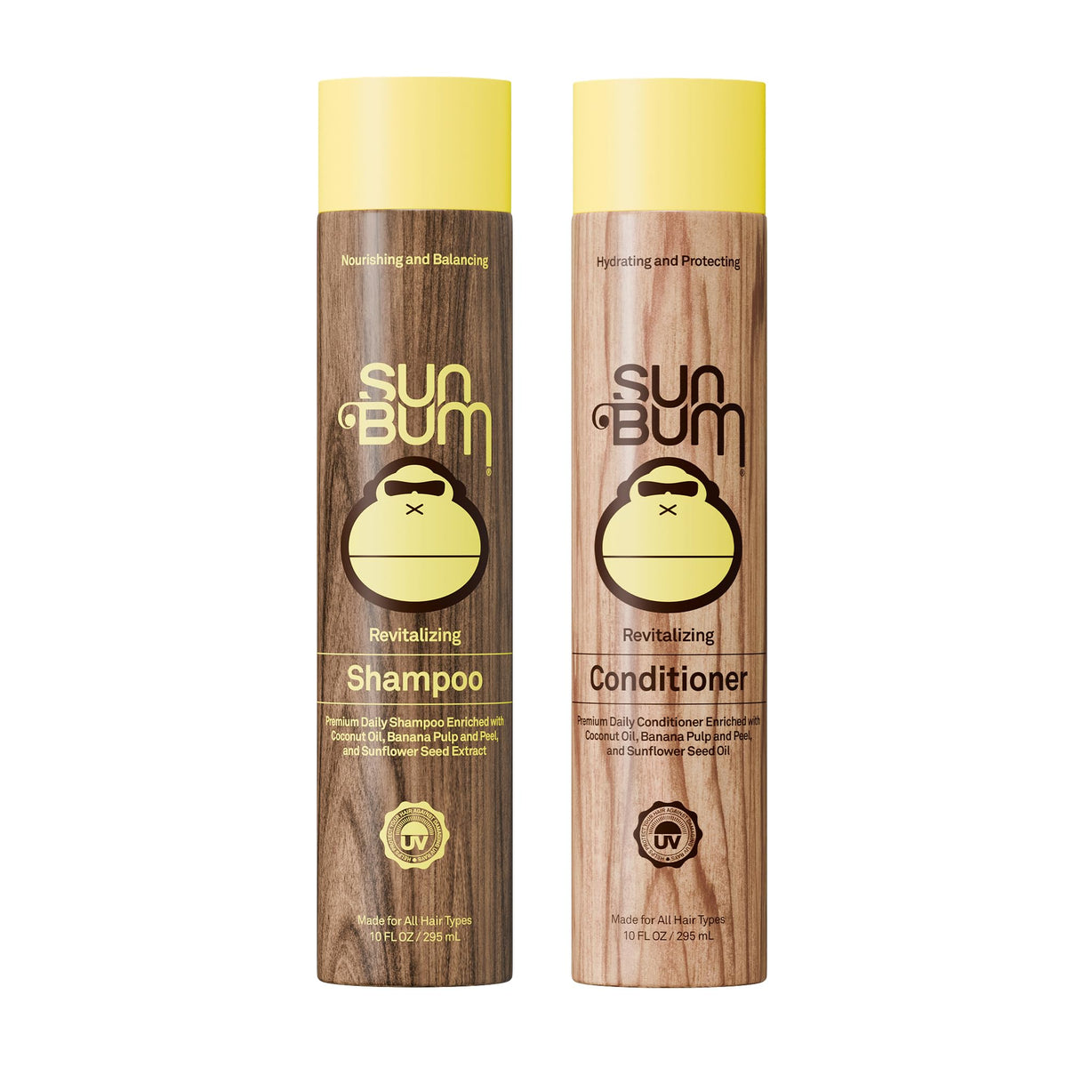 Sun Bum front packaging duo showing both 10 ounce bottles and branding for easy identification and benefit