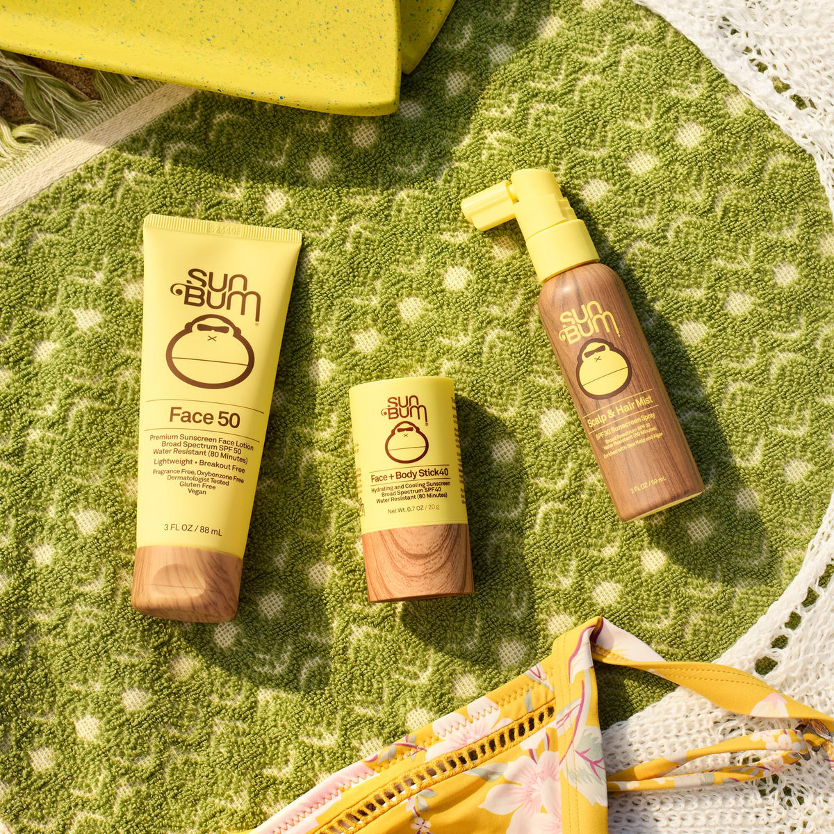 Sun Bum mist applied to hairline protecting scalp while staying invisible