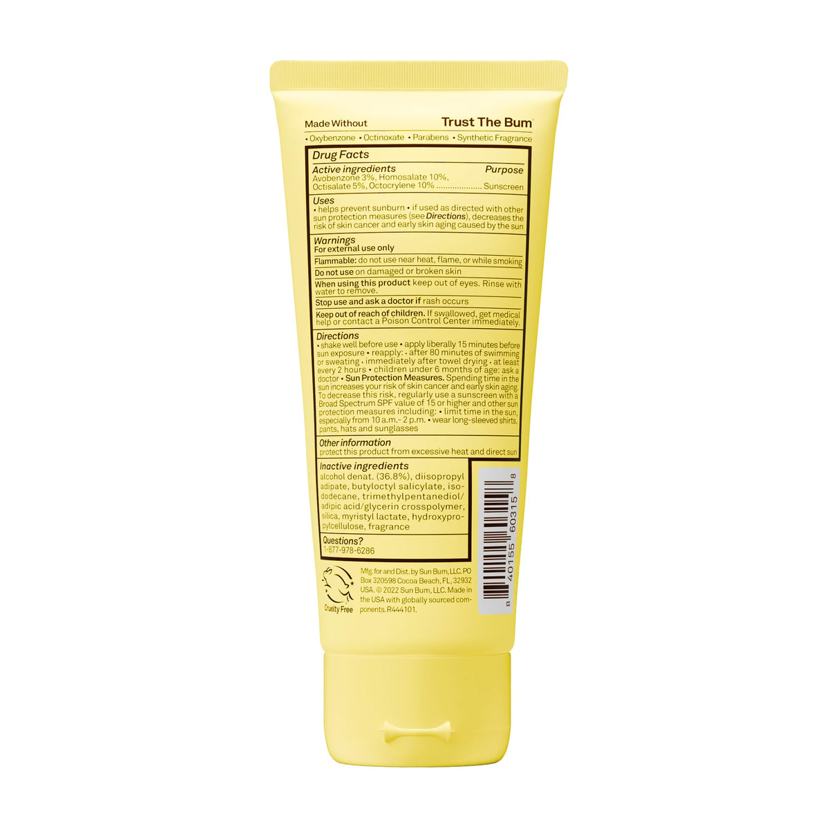 Sun Bum bottle in a family beach scene highlighting water-resistant protection for active kids