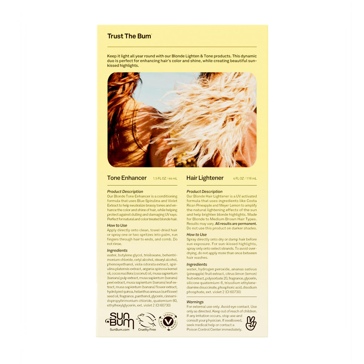 Sun Bum Lighten and Tone Kit in a beach setting, demonstrates UV protection and travel use