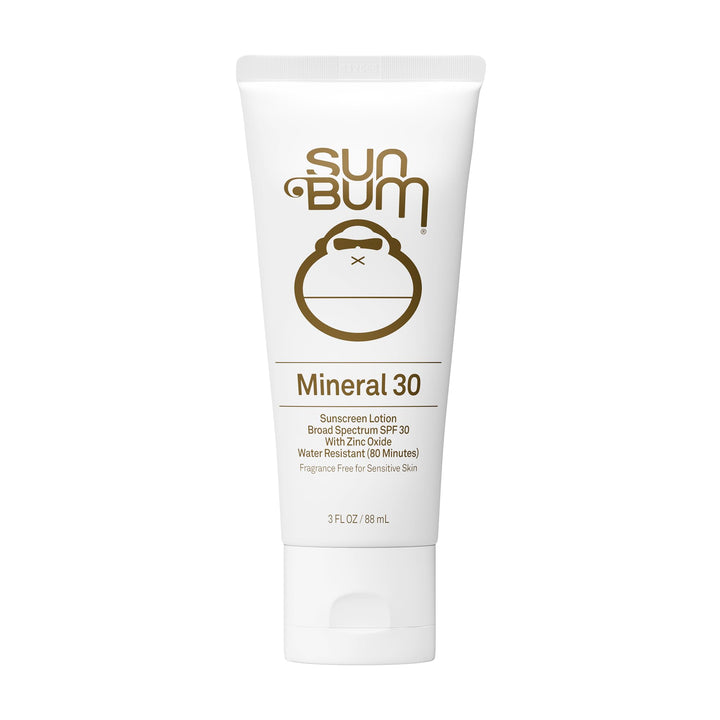 Sun Bum front packaging showing SPF 30 mineral lotion and travel size benefit