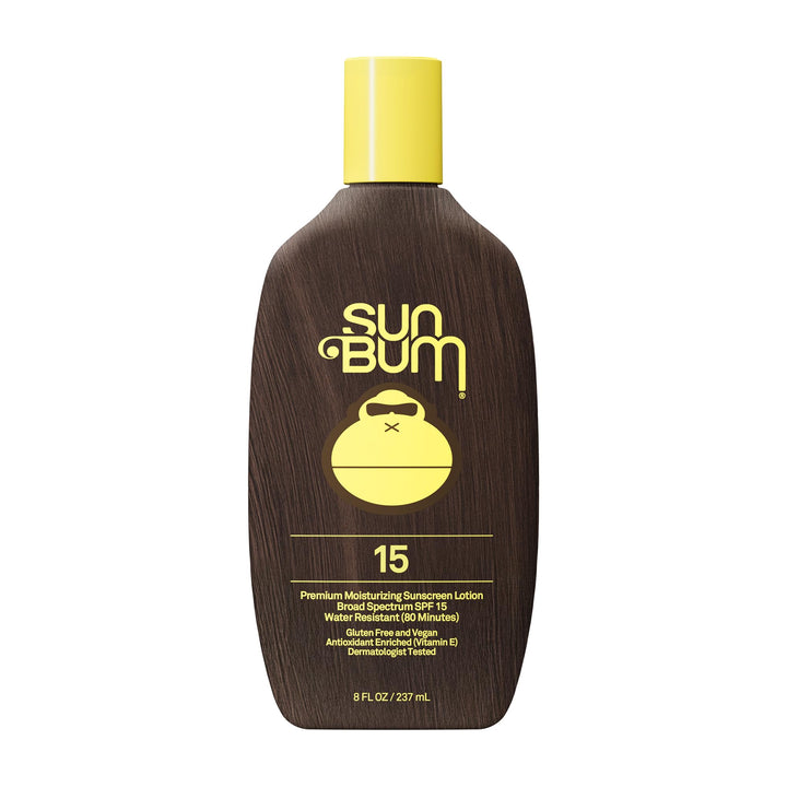 Sun Bum front packaging showing bottle and SPF 15 protection benefits