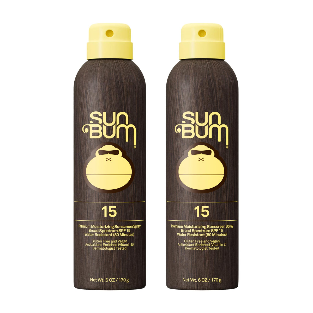 Sun Bum front packaging showing SPF 15 and two-pack convenience for easy protection