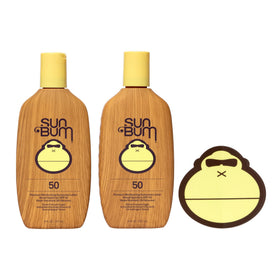 Sun Bum front packaging showing SPF 50 and moisturizing benefits for everyday protection