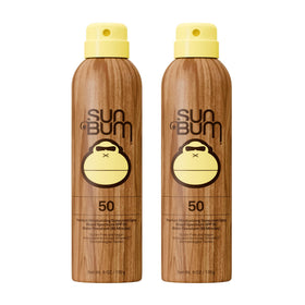 Sun Bum front view of SPF 50 spray can showing branding and label benefits