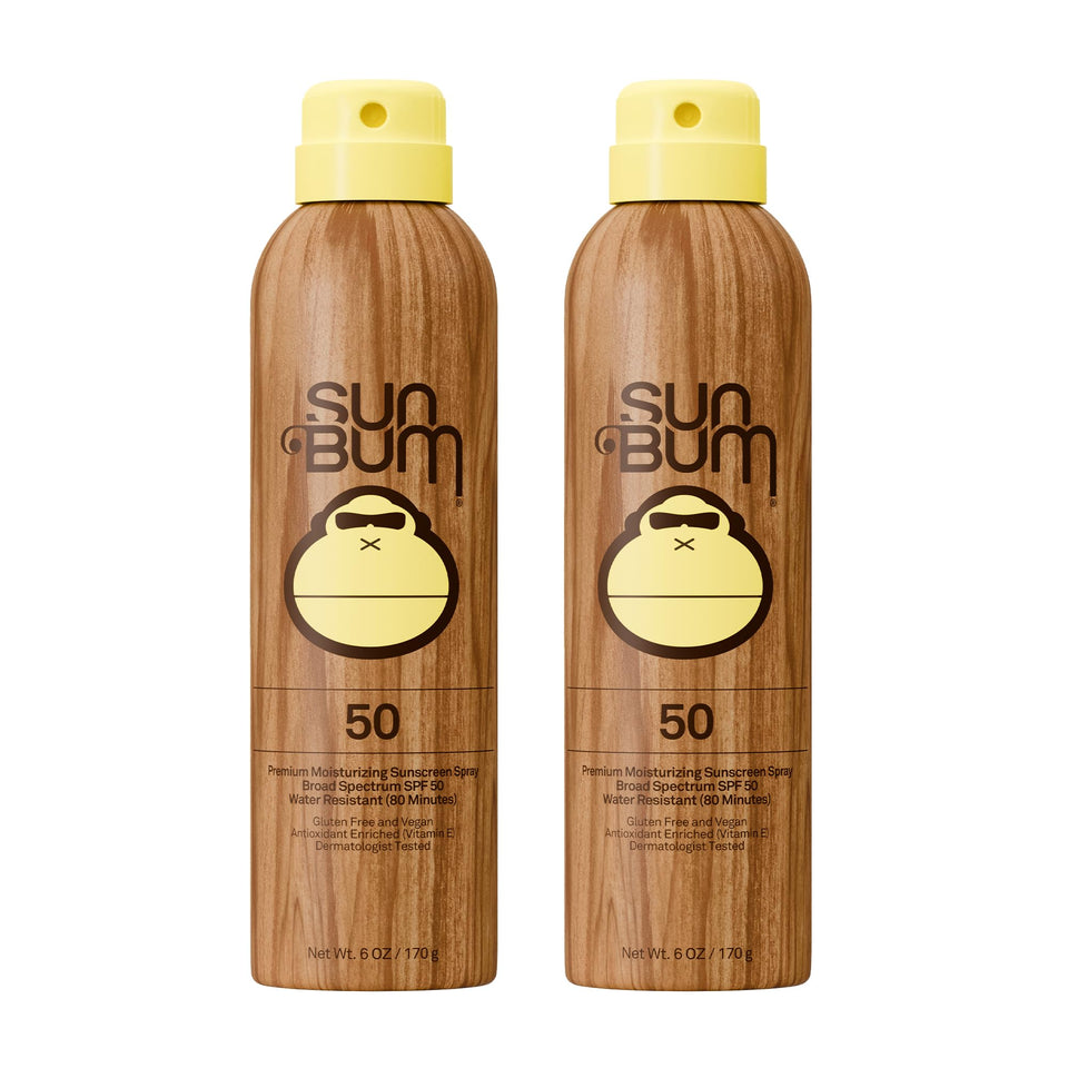 Sun Bum front view of SPF 50 spray can showing branding and label benefits