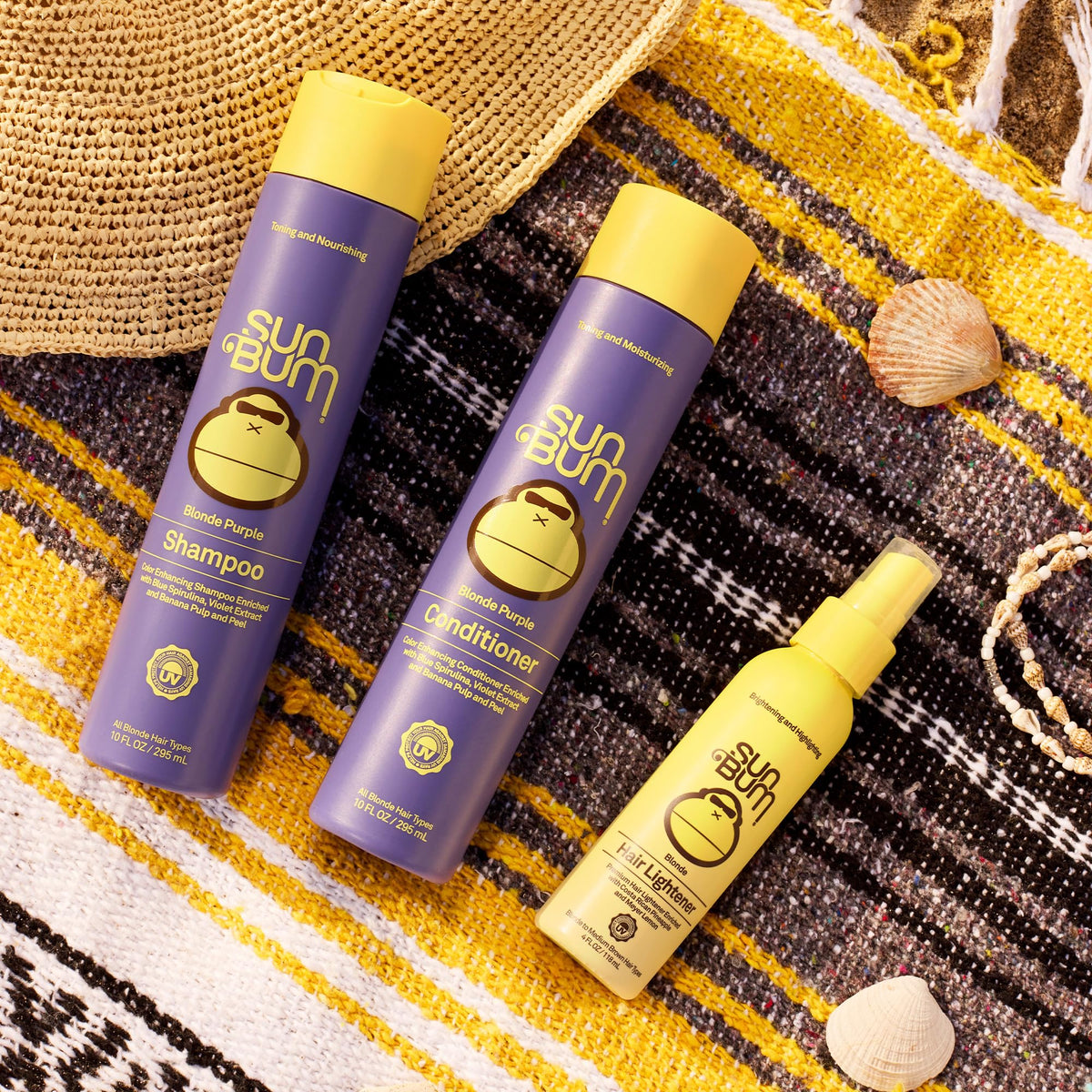 Sun Bum label showing rice pineapple Meyer lemon and vegan cruelty-free badges benefit