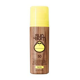 Sun Bum front packaging showing SPF 50 travel roll-on for easy protection