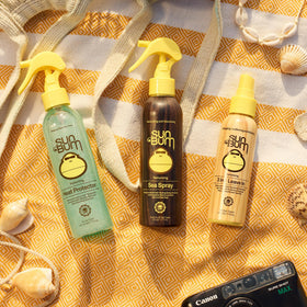 Sun Bum ingredients display of lava sea salt and kelp nourishing hair