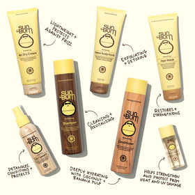 Sun Bum shampoo pump close-up highlighting texture and easy dispensing for gentle daily cleansing