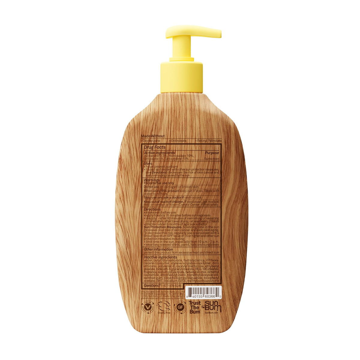 16 oz Sun Bum bottle held in hand to show scale and travel readiness
