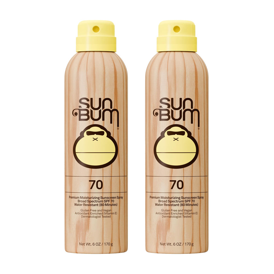 Sun Bum front packaging showing SPF 70 and pack of two for confident protection
