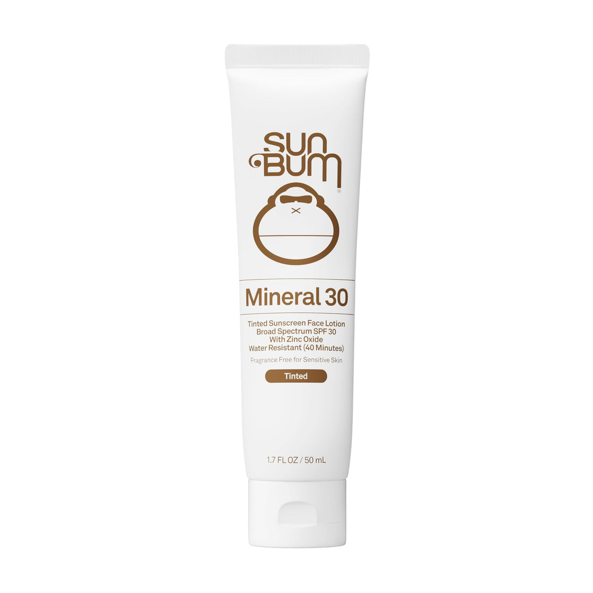 Sun Bum front packaging of tinted SPF 30 travel tube showing brand and matte benefits