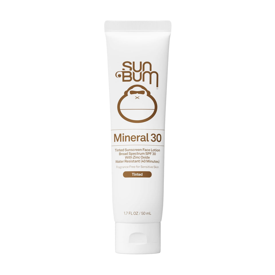 Sun Bum front packaging of tinted SPF 30 travel tube showing brand and matte benefits