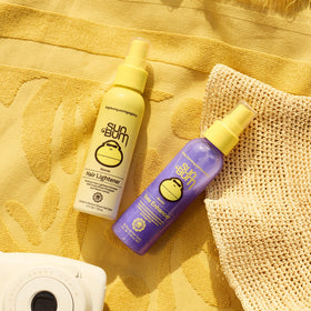 Sun Bum Blonde Tone Enhancer pump detail, highlights leave-in conditioning benefit