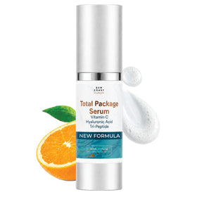 Sun Coast Sciences front packaging showing 1 fl oz serum bottle, clean design and benefit