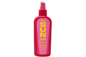 Sun In bottle front packaging showing label and tropical scent benefits