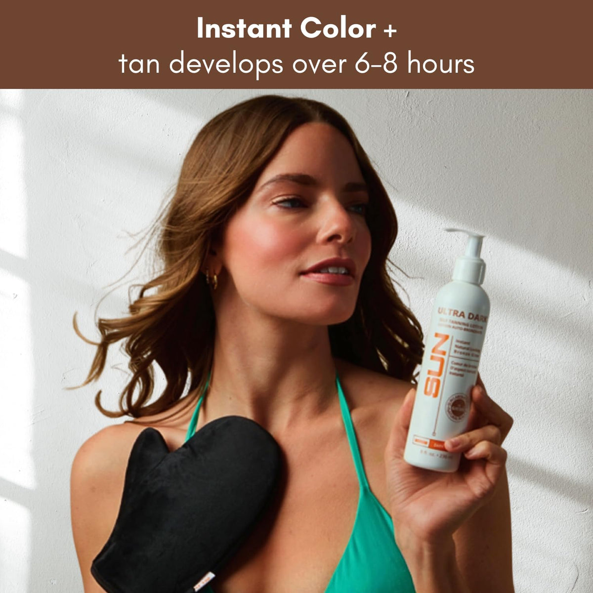 Sun Laboratories by Giesee before and after arm showing deep natural tan