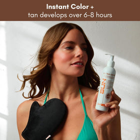 Sun Laboratories by Giesee before and after arm showing deep natural tan