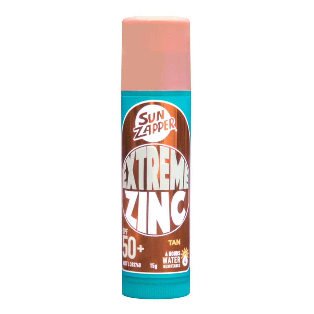 Sun Zapper front packaging showing tan stick and SPF50 benefit