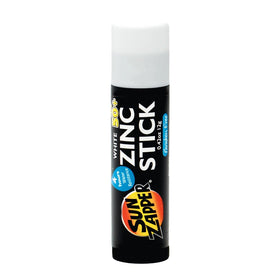Sun Zapper front stick packaging showing SPF and white zinc benefit