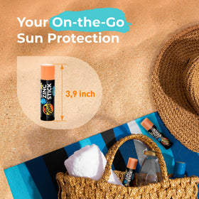 Sun Zapper stick with cap off revealing solid product for no-mess application benefit