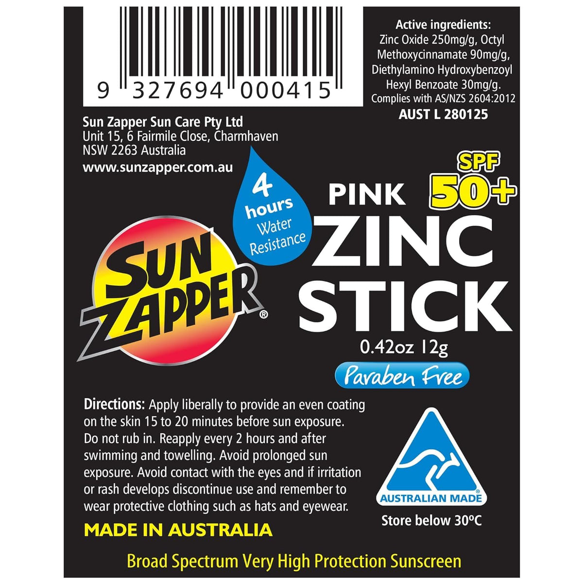 Sun Zapper poolside demonstration of water-resistant zinc stick during swim