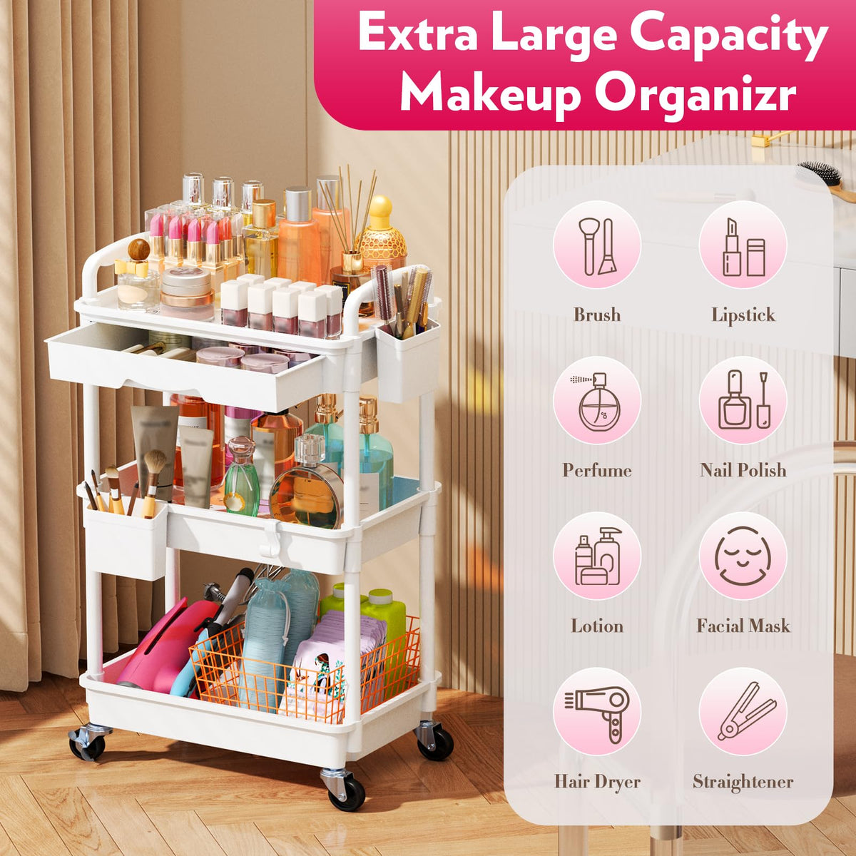 SUNALLY detached top used as countertop organizer for flexible storage