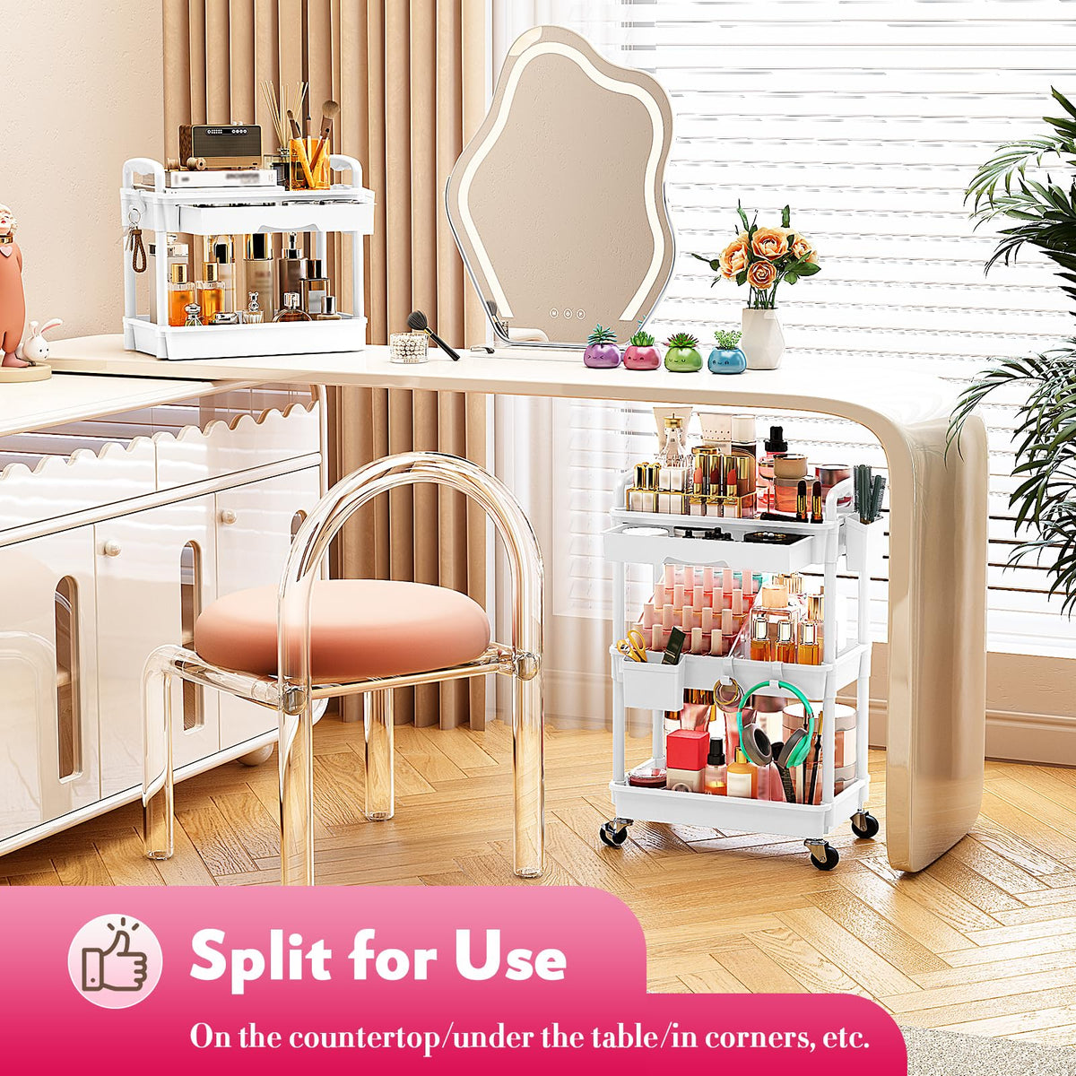 SUNALLY in a vanity lifestyle scene providing neat, stylish organization