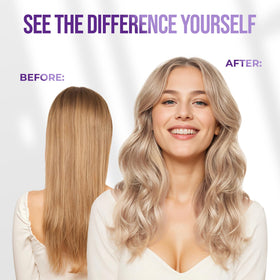 SUNATORIA before-and-after image highlighting reduced brassiness