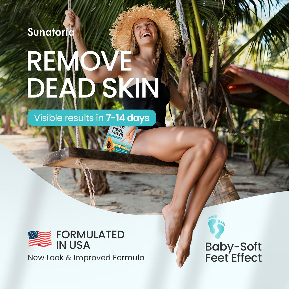 SUNATORIA close-up of leak-proof peel booties for easy use