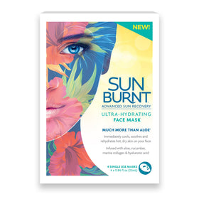Sunburnt single mask next to a hand for scale indicating travel-friendly size