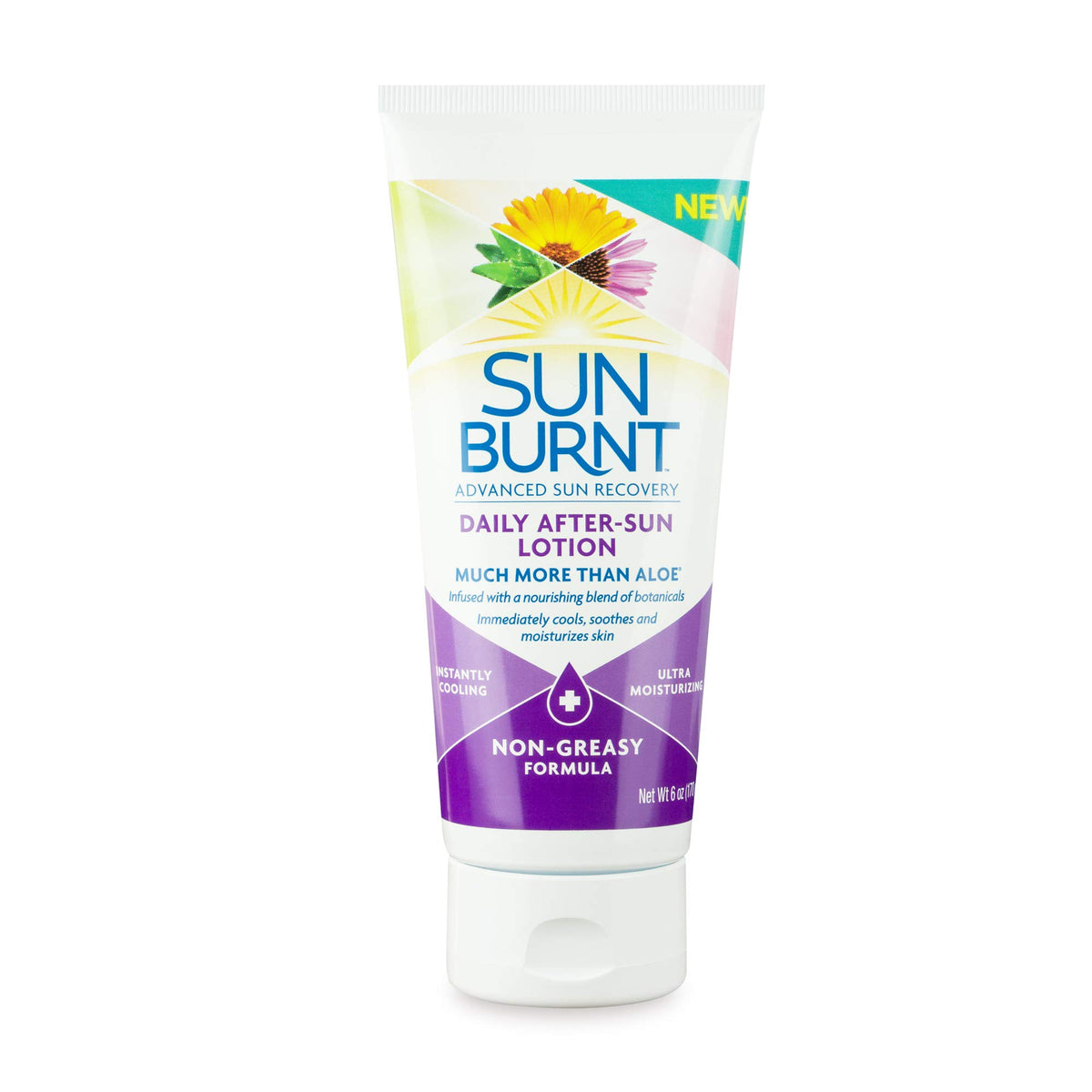 Sunburnt lotion texture close-up highlighting smooth non-greasy finish and fast absorption