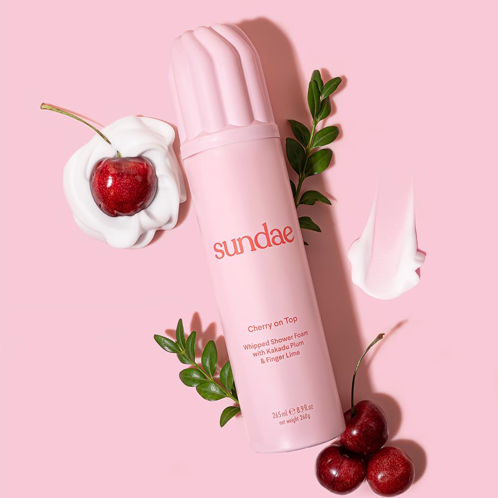 sundae bottle styled in bathroom setting conveying indulgent daily ritual