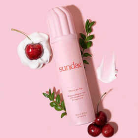 sundae bottle styled in bathroom setting conveying indulgent daily ritual