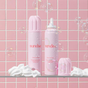 sundae foam on skin in shower demonstrating gentle cleansing benefit