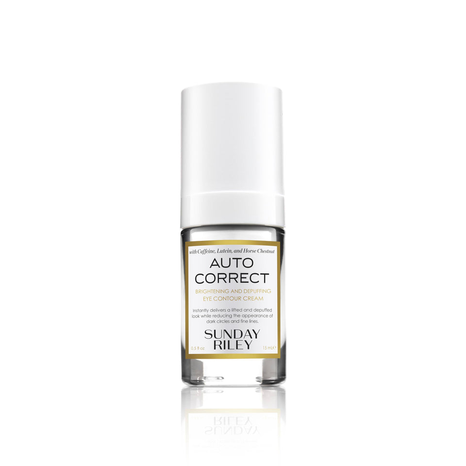 Sunday Riley front jar showing sleek packaging and instant brightening benefit
