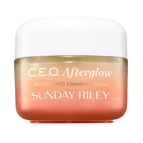 Sunday Riley jar front packaging showing label and brightening cream benefits