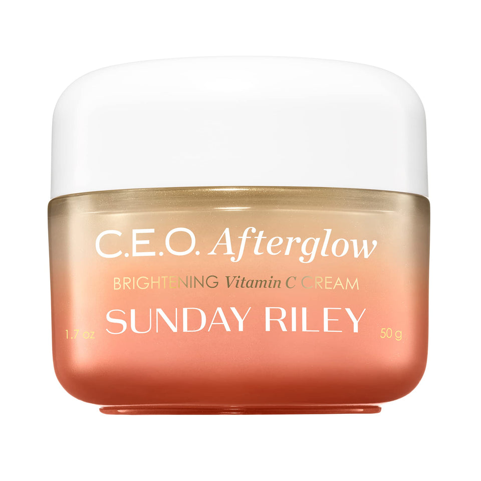 Sunday Riley jar front packaging showing label and brightening cream benefits