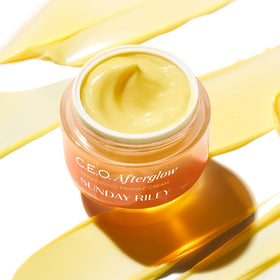 Sunday Riley gel-cream texture close-up showing luminous hydration benefit